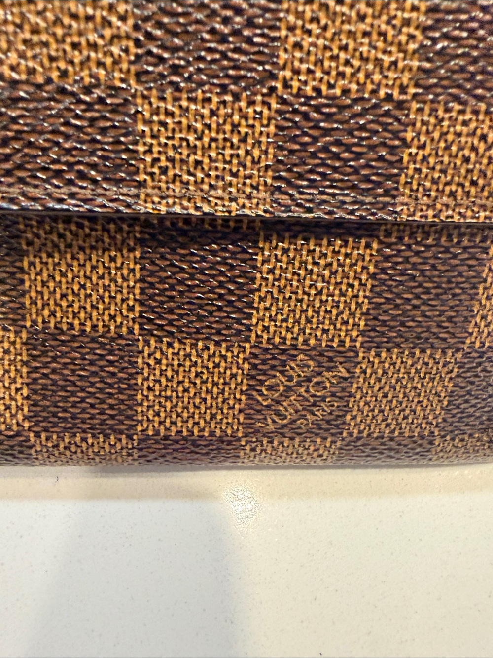 Louis Vuitton Damier Ebene Sarah Wallet with Removable Gold Chain Strap | COA